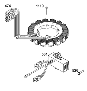 Alternator Group Diagram and Parts List for 386447-3312-G1 200000 - 399999 Briggs and Stratton Engine